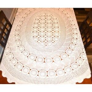 Vintage Tablecloth French Country Shabby Chic Deco Victorian Buff